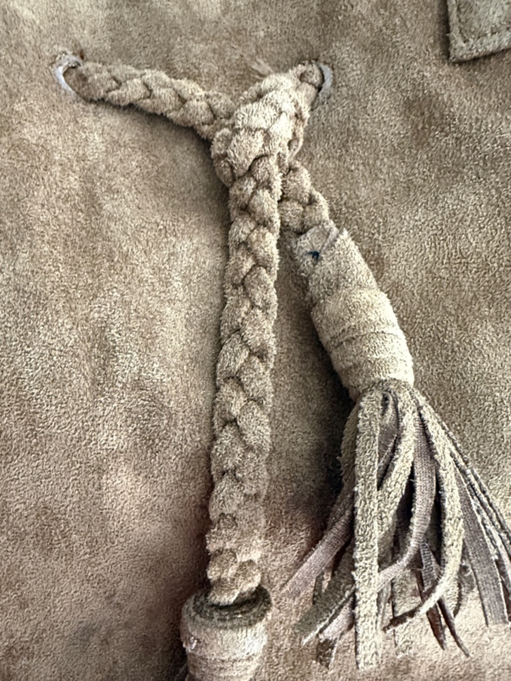 Faux Suede Tassel Tote Bag in Brown - Picture 6 of 6